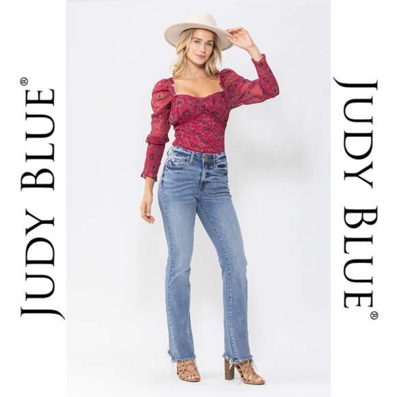 Judy Blue HARDY High Rise Double Button Frayed Hem Jeans
